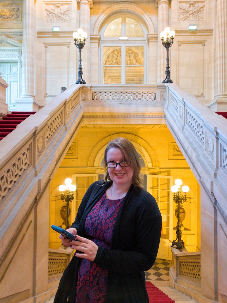 Angela on the way up to Guy Savoy