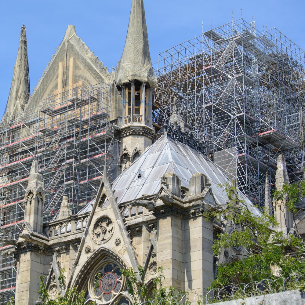 Reconstruction work on the Cathedral of Notre Dame